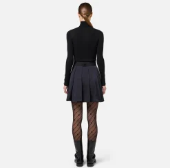 Elisabetta Franchi Dresses|Knitted Dresses|Mini-dress in narrow-ribbed viscose and silk fabric with logo embroidery