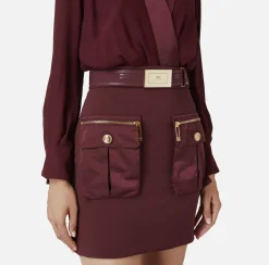 Elisabetta Franchi Mini Dresses|Dresses|Mini-dress with crossover shirt and skirt with pockets RougeNoir