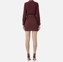 Elisabetta Franchi Mini Dresses|Dresses|Mini-dress with crossover shirt and skirt with pockets RougeNoir