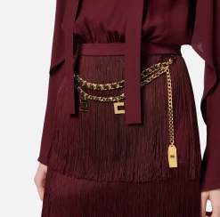 Elisabetta Franchi Mini Dresses|Dresses|Mini-dress with shirt with scarf and fringed skirt