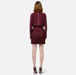 Elisabetta Franchi Mini Dresses|Dresses|Mini-dress with shirt with scarf and fringed skirt