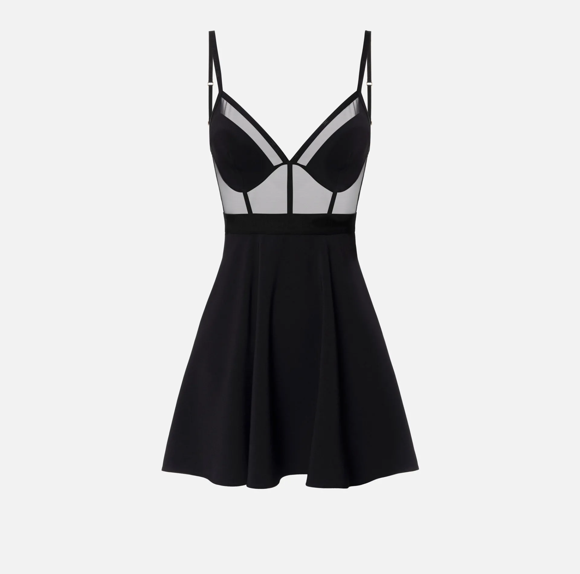 Elisabetta Franchi Dresses|Mini Dresses|Mini-dress with tulle and crêpe bustier top
