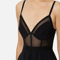 Elisabetta Franchi Dresses|Mini Dresses|Mini-dress with tulle and crêpe bustier top