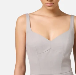 Elisabetta Franchi Midi Dresses|Sheath Dresses|Mélange cool wool midi dress Pearl