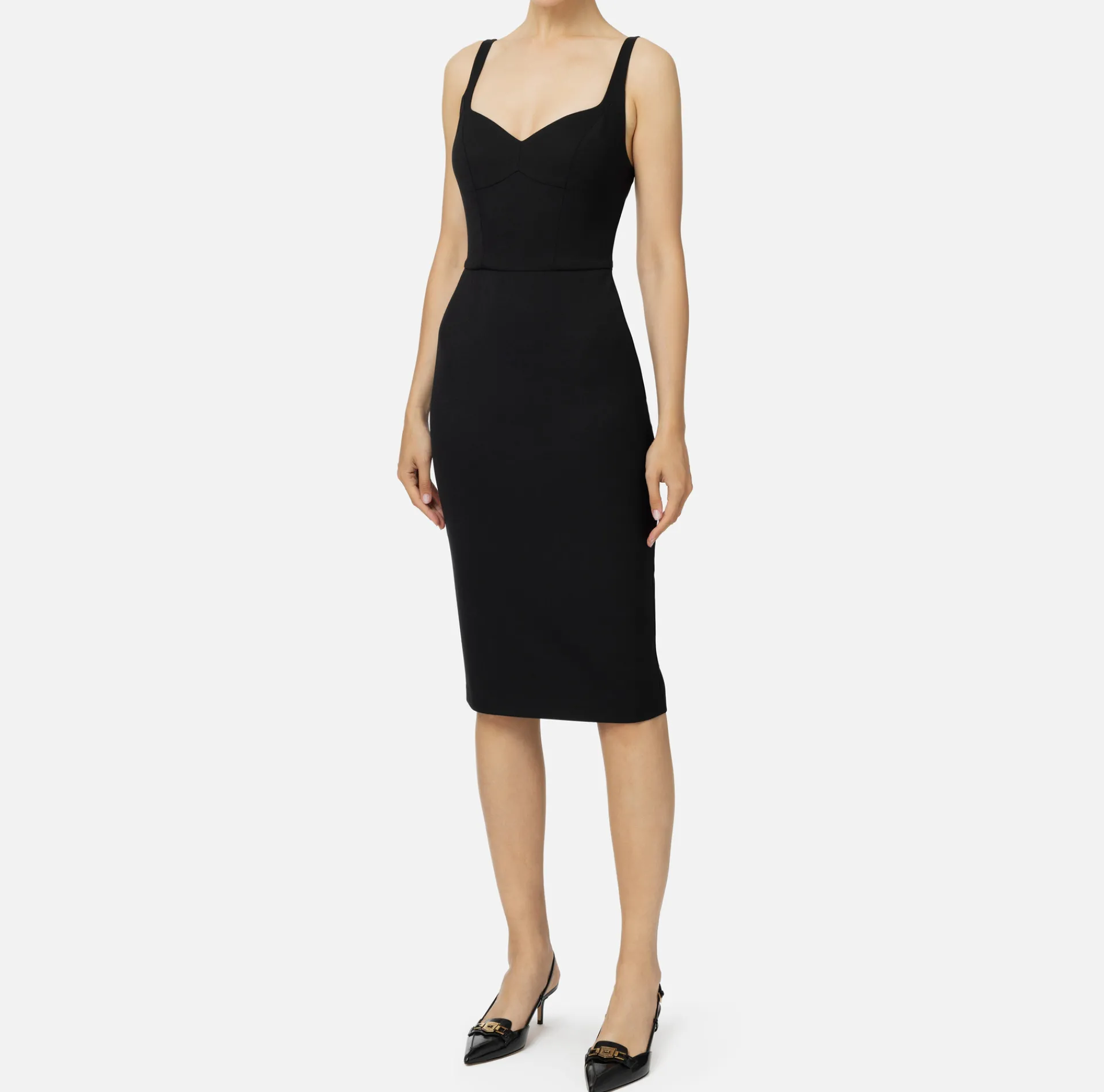 Elisabetta Franchi Midi Dresses|Sheath Dresses|Mélange cool wool midi dress Black