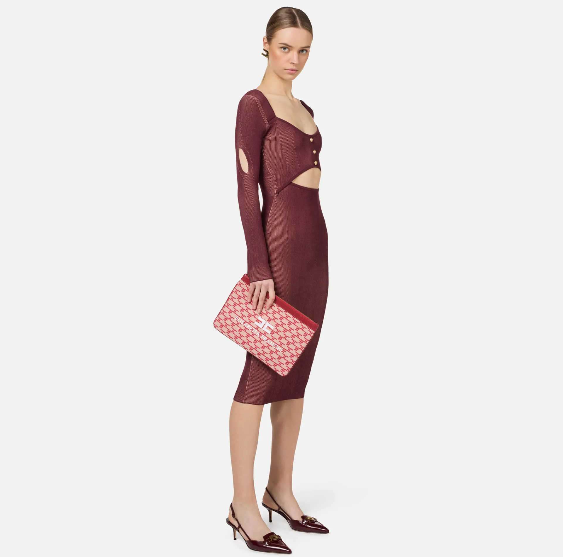 Elisabetta Franchi Clutch|Monogram Mini Make-Up Bag