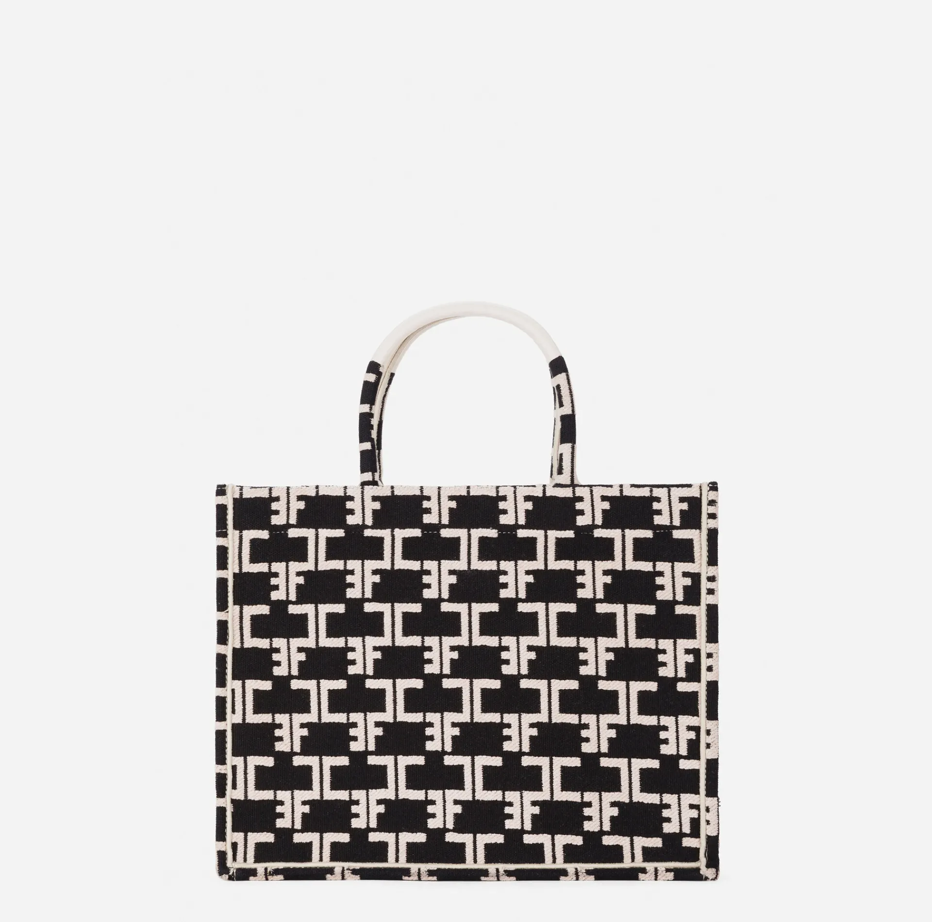Elisabetta Franchi Handbags|Monogram Tote Medium Black/Butter