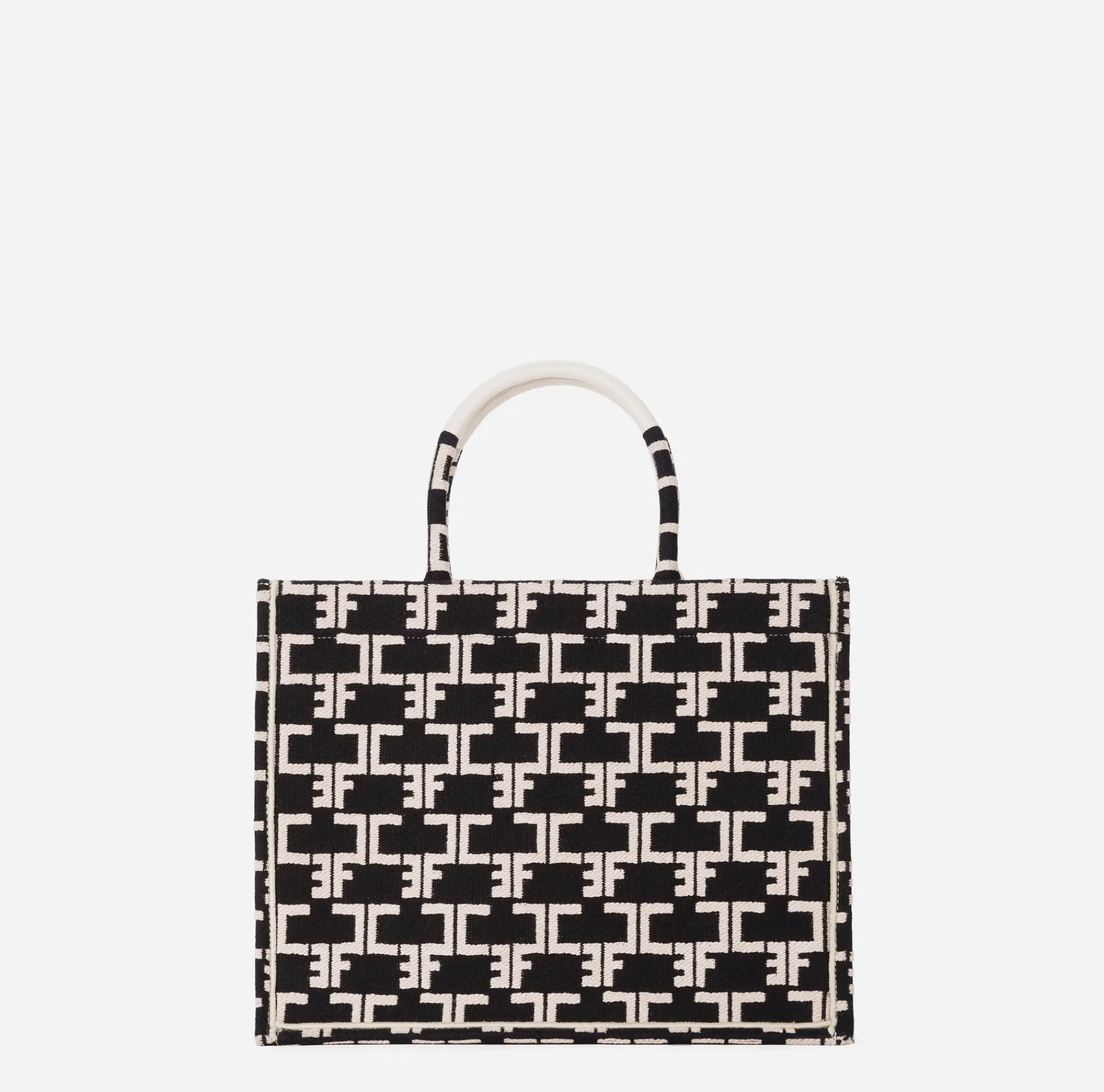 Elisabetta Franchi Handbags|Monogram Tote Medium Black/Butter