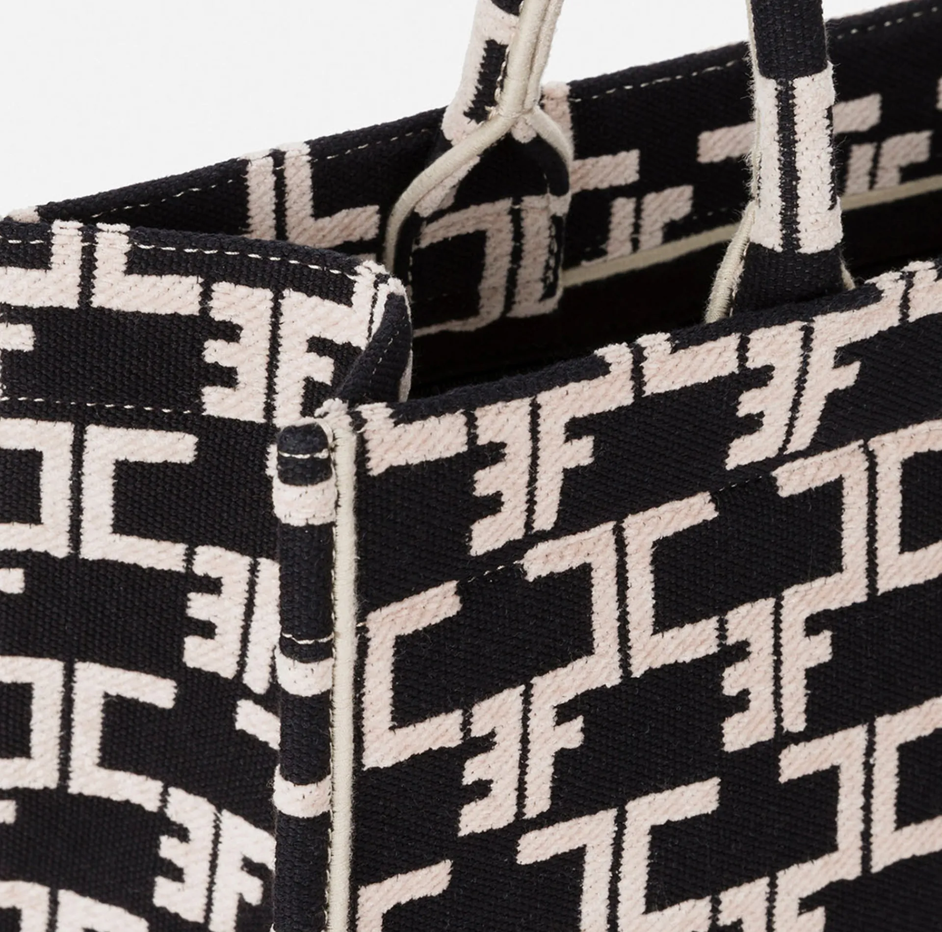 Elisabetta Franchi Handbags|Monogram Tote Medium Black/Butter