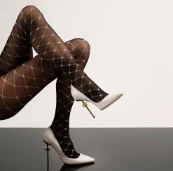 Elisabetta Franchi Stockings And Tights|Monogram-Patterned Tights Black/Butter