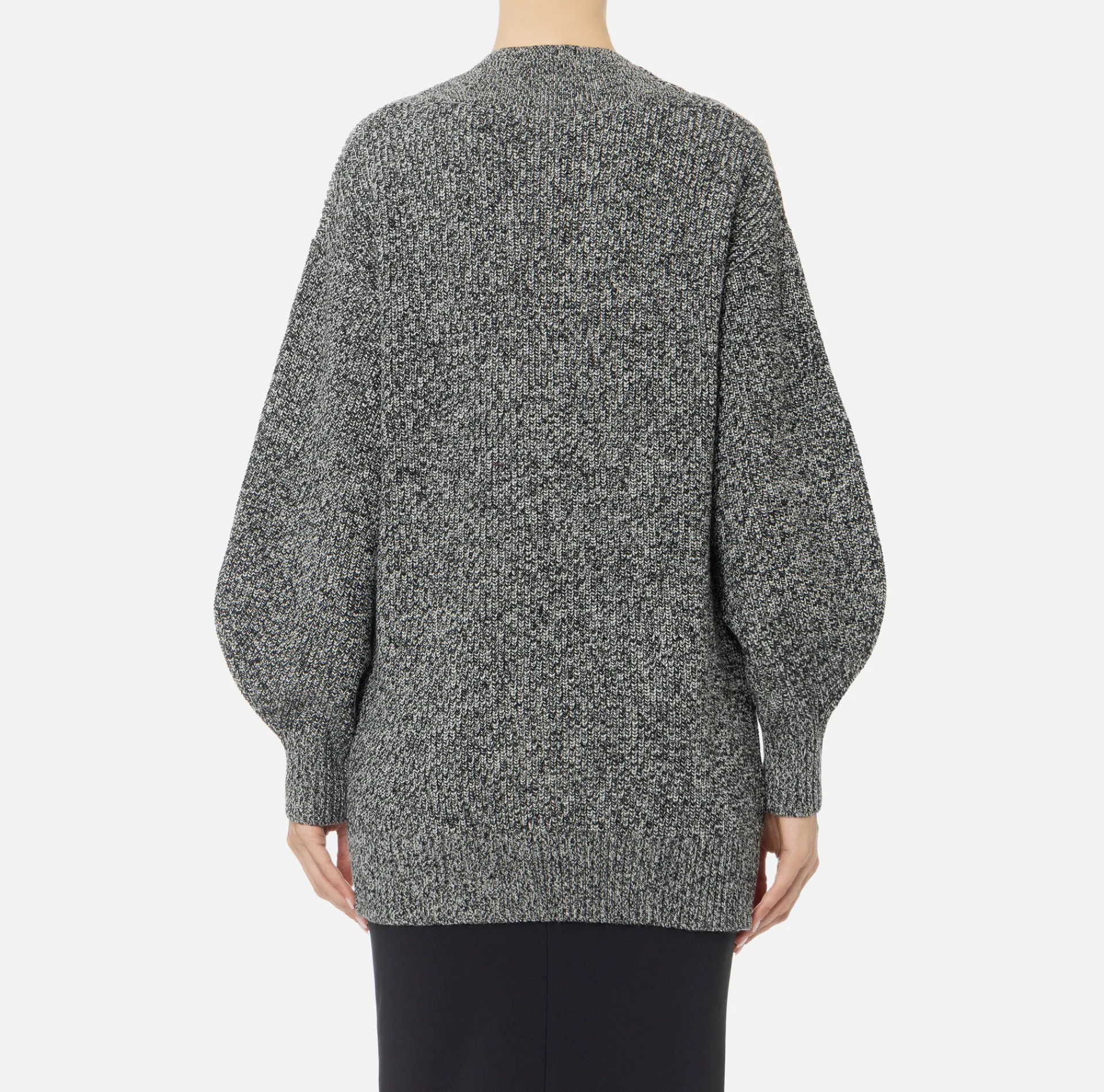 Elisabetta Franchi Knitwear And Sweatshirts|Mouliné viscose cardigan with logo patch Black/Butter
