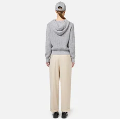 Elisabetta Franchi Knitwear And Sweatshirts|Mouliné viscose pullover with hood and logo patch