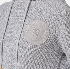 Elisabetta Franchi Knitwear And Sweatshirts|Mouliné viscose pullover with hood and logo patch