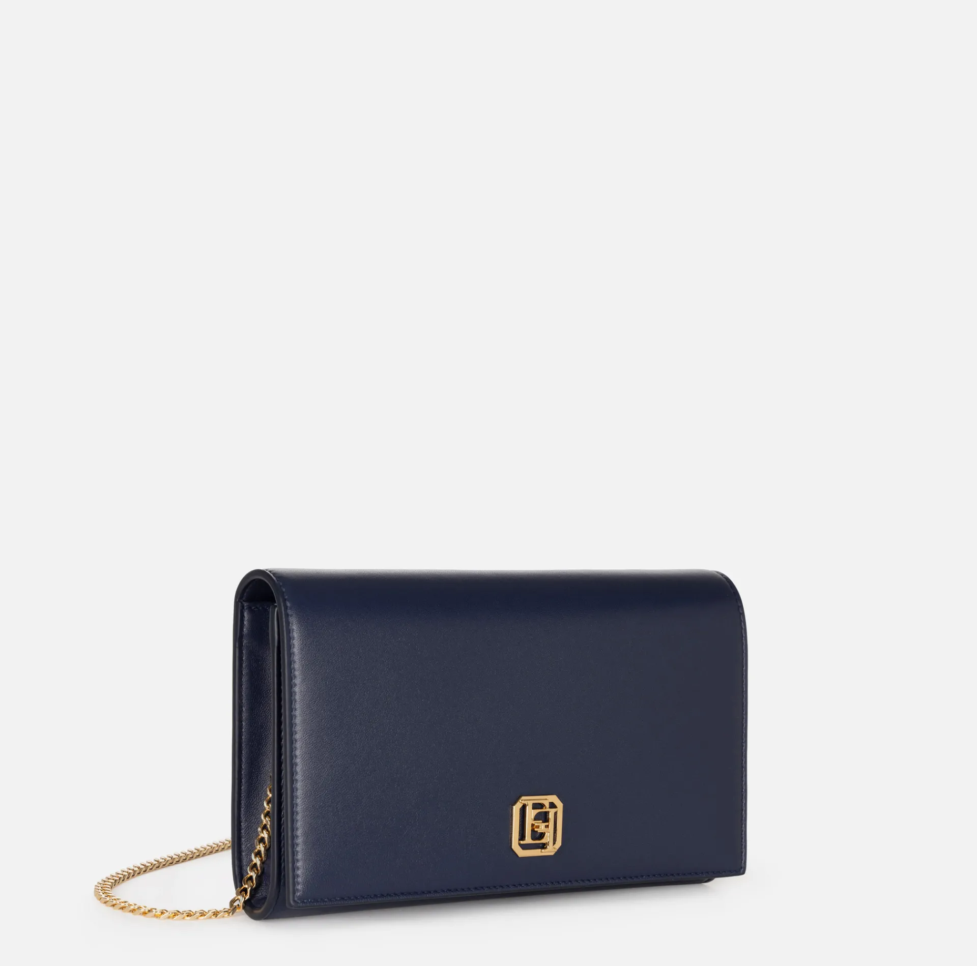 Elisabetta Franchi Strap Bags|Nappa leather baguette bag with logo turn-lock Navy