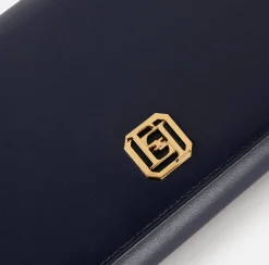 Elisabetta Franchi Strap Bags|Nappa leather baguette bag with logo turn-lock Navy