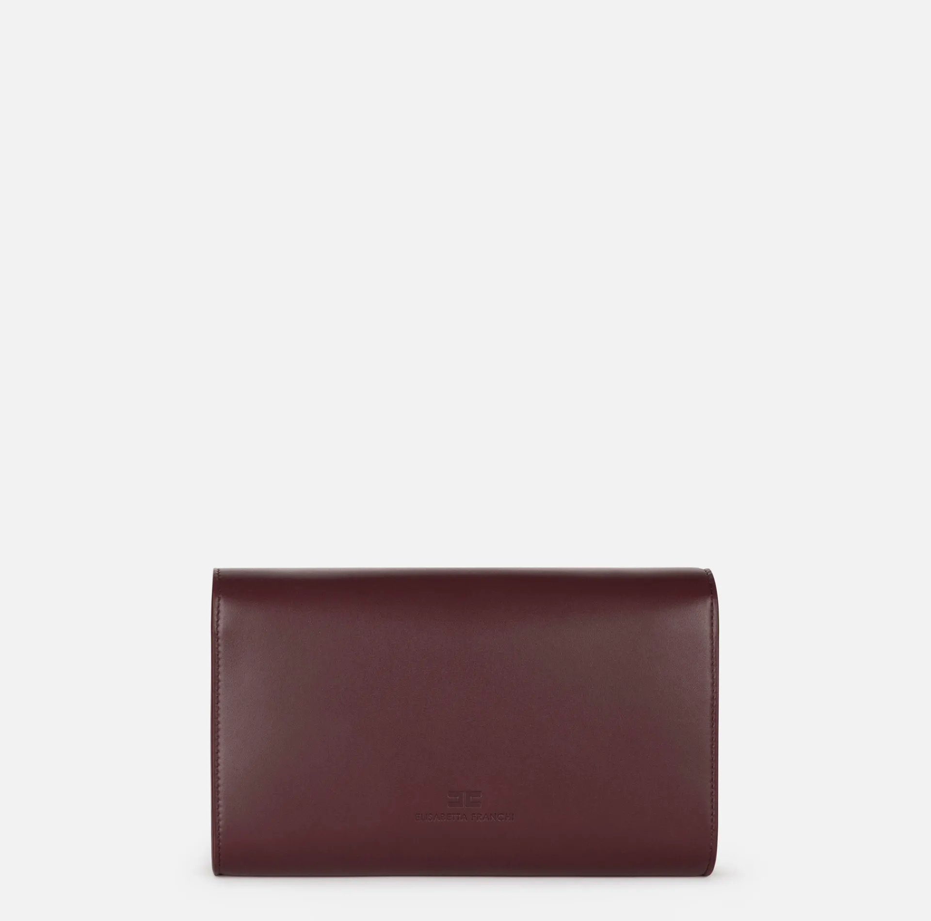 Elisabetta Franchi Strap Bags|Nappa leather baguette bag with logo turn-lock RougeNoir
