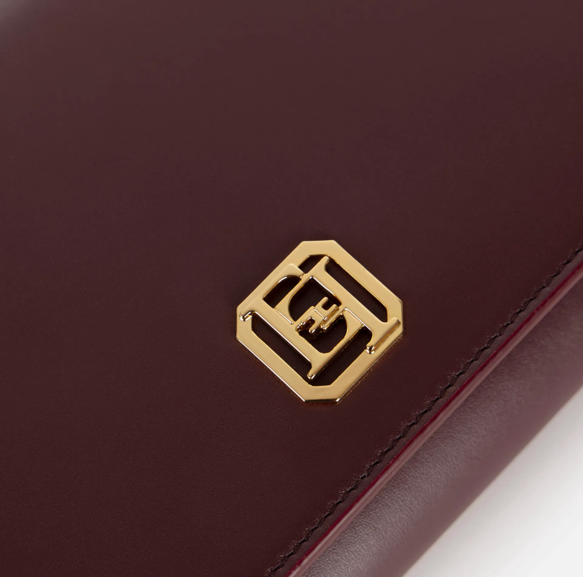 Elisabetta Franchi Strap Bags|Nappa leather baguette bag with logo turn-lock RougeNoir