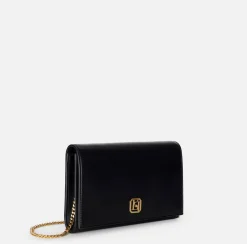 Elisabetta Franchi Strap Bags|Nappa leather baguette bag with logo turn-lock Black