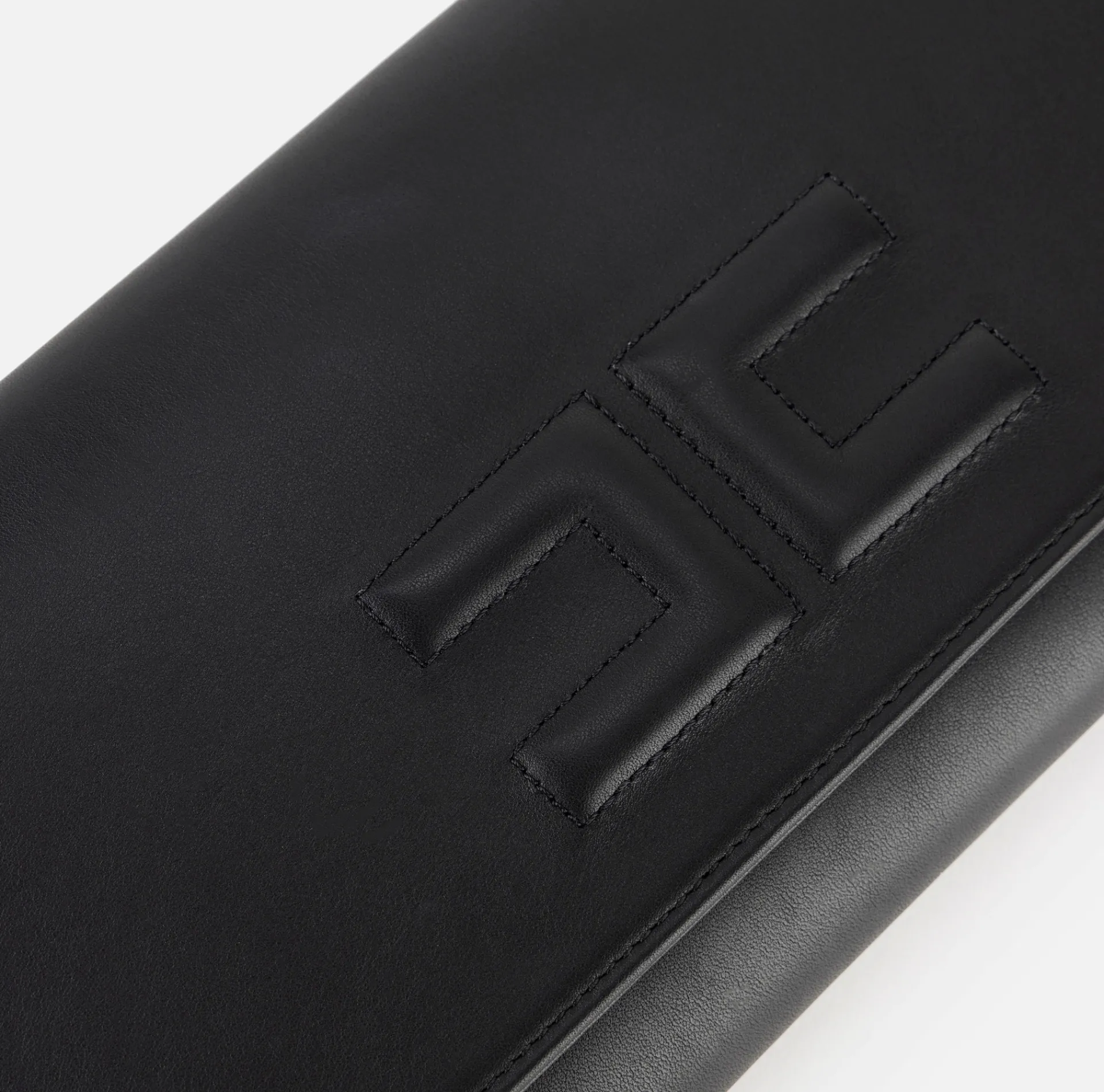 Elisabetta Franchi Clutch|Nappa leather baguette clutch bag with embossed logo Black