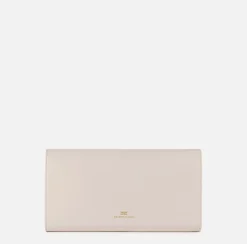 Elisabetta Franchi Clutch|Nappa leather baguette clutch bag with embossed logo Butter