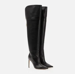 Elisabetta Franchi Boots|Nappa leather over-the-knee boots with narrow heels Black