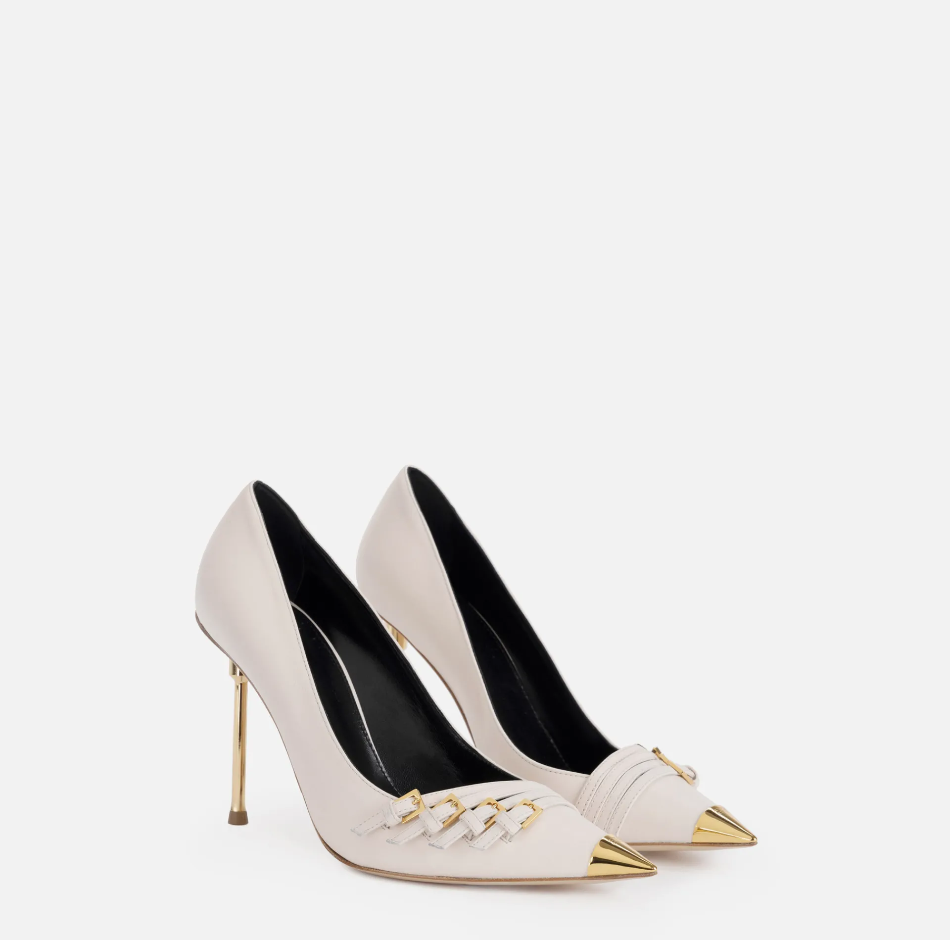 Elisabetta Franchi Pumps|Nappa leather pump with straps Butter
