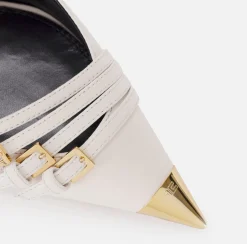 Elisabetta Franchi Pumps|Nappa leather pump with straps Butter