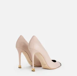 Elisabetta Franchi Pumps|Nappa leather pumps with toecap Étoile Flesh/Black
