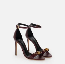 Elisabetta Franchi Sandals|Nappa leather sandal with shield horsebit RougeNoir