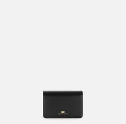 Elisabetta Franchi Strap Bags|Nappa leather shoulder bag with bellows Black