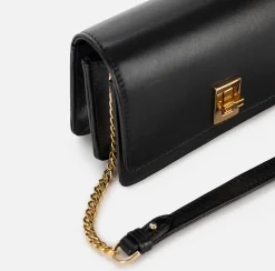 Elisabetta Franchi Strap Bags|Nappa leather shoulder bag with bellows Black