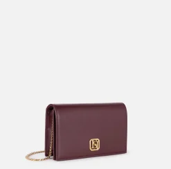 Elisabetta Franchi Strap Bags|Nappa leather shoulder bag with logo plaque RougeNoir
