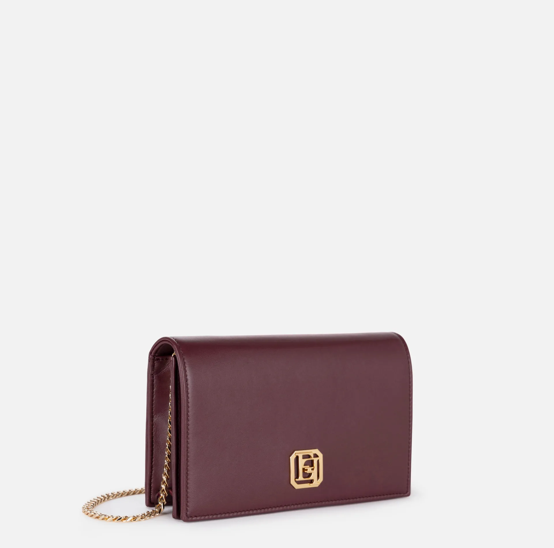 Elisabetta Franchi Strap Bags|Nappa leather shoulder bag with logo plaque RougeNoir