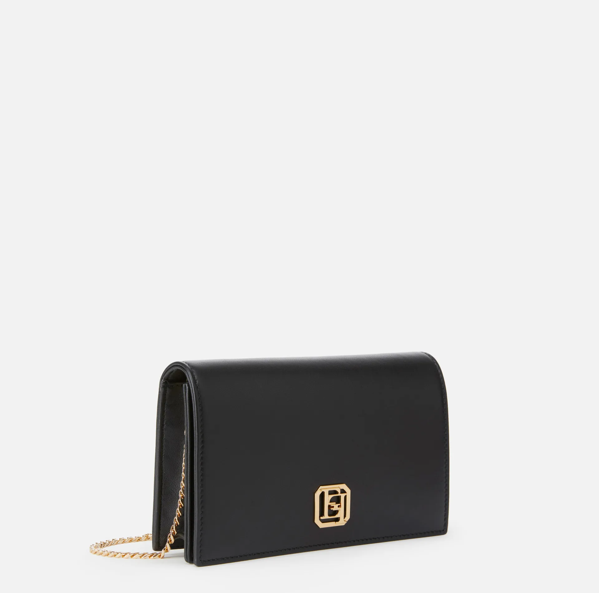 Elisabetta Franchi Strap Bags|Nappa leather shoulder bag with logo plaque Black