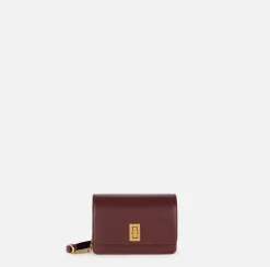 Elisabetta Franchi Strap Bags|Nappa leather shoulder bag with bellows RougeNoir