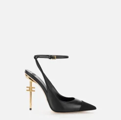 Elisabetta Franchi Pumps|Nappa leather slingback on sculpted heel Black/Black