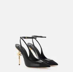 Elisabetta Franchi Pumps|Nappa leather slingback on sculpted heel Black/Black