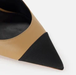 Elisabetta Franchi Pumps|Nappa leather slingback on sculpted heel Camel/Black