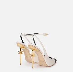 Elisabetta Franchi Pumps|Nappa leather slingback on sculpted heel Butter/Black