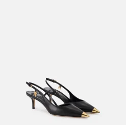 Elisabetta Franchi Pumps|Nappa leather slingback with metal toecap Black