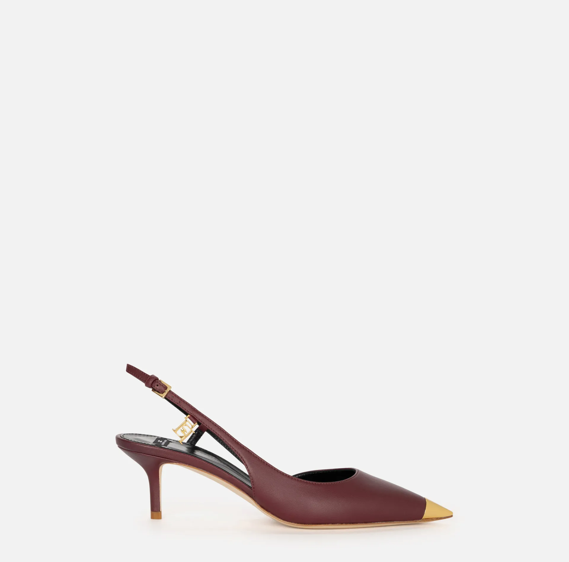 Elisabetta Franchi Pumps|Nappa leather slingback with metal toecap RougeNoir