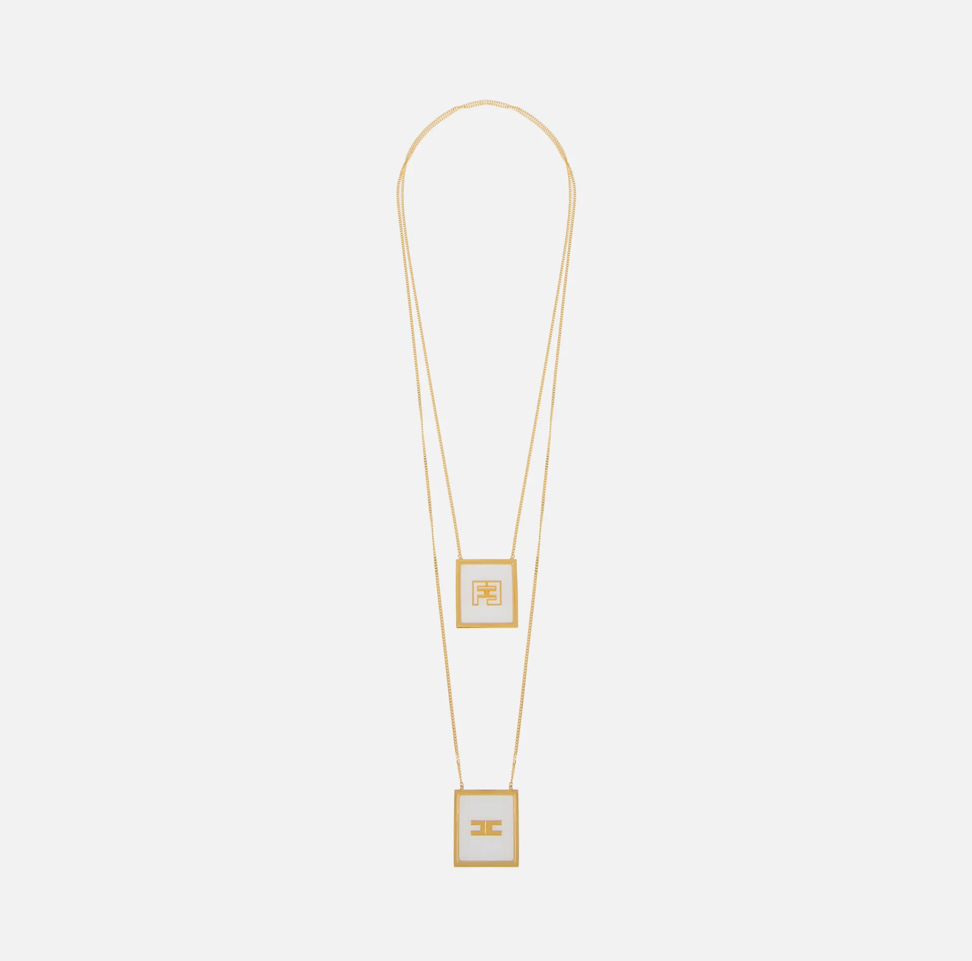 Elisabetta Franchi Jewelry|Necklace with Plexiglas logo plaque YellowGold