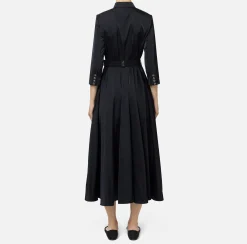Elisabetta Franchi Midi Dresses|Dresses|Nylon midi shirt-dress with belt Black