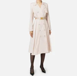Elisabetta Franchi Jackets And Trench Coats|Nylon trench coat with circle skirt and belt Latex