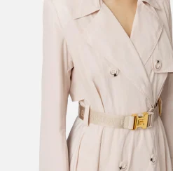 Elisabetta Franchi Jackets And Trench Coats|Nylon trench coat with circle skirt and belt Latex