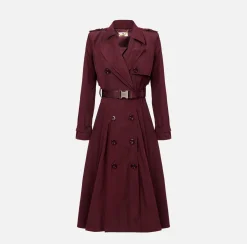 Elisabetta Franchi Jackets And Trench Coats|Nylon trench coat with circle skirt and belt