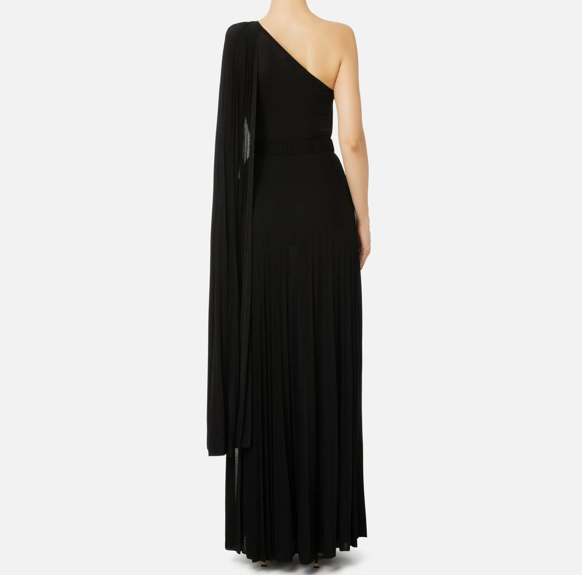 Elisabetta Franchi Red Carpet Dresses|Red Carpet|One-shoulder red carpet dress in pleated lurex jersey Black