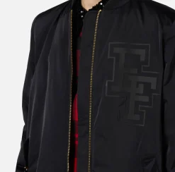 Elisabetta Franchi Coats And Jackets|Oversized bomber jacket in satin nylon with logo Black