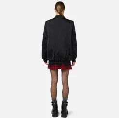 Elisabetta Franchi Coats And Jackets|Oversized bomber jacket in satin nylon with logo Black