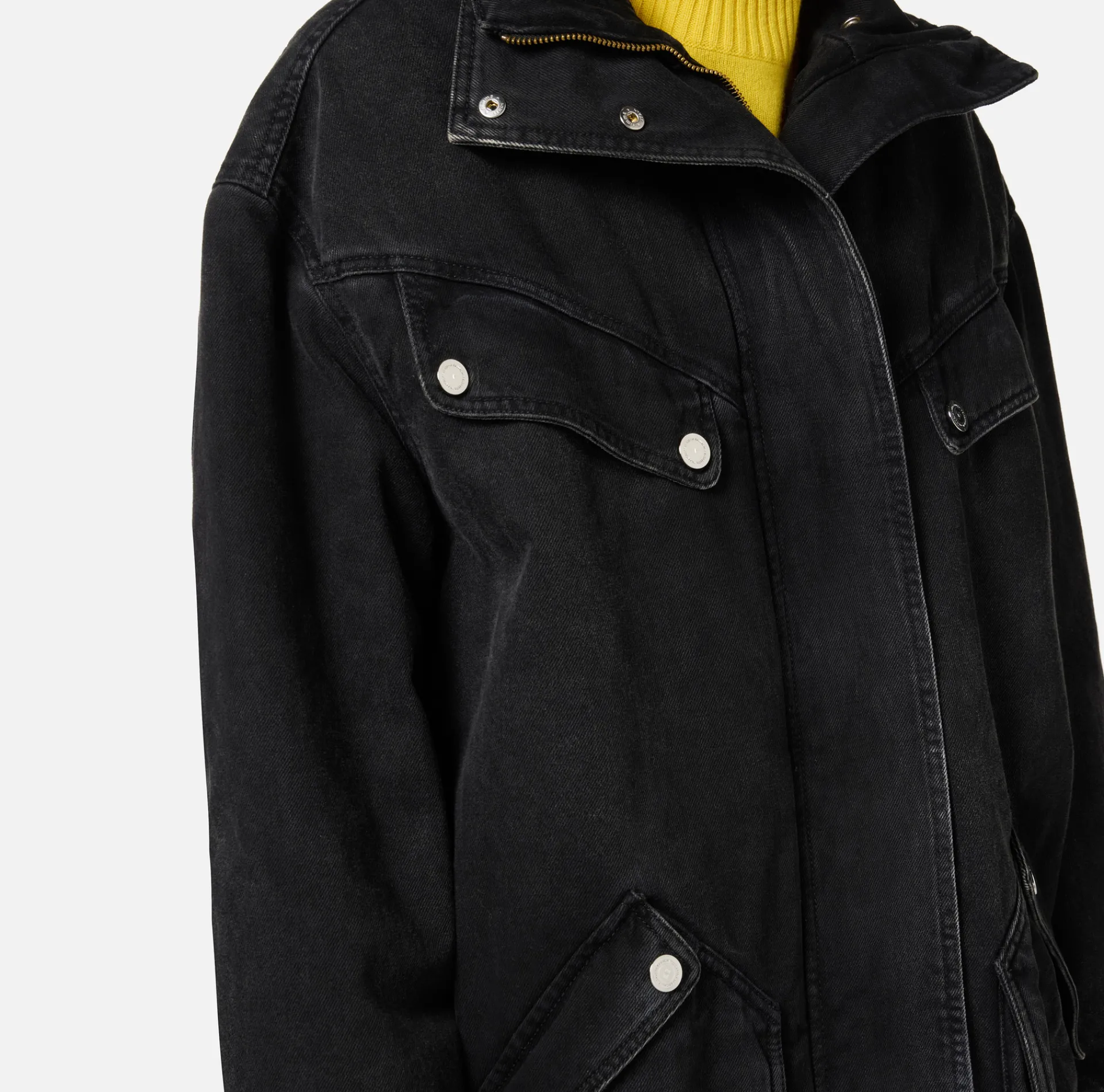 Elisabetta Franchi Jackets And Trench Coats|Oversized denim parka with faux sheepskin
